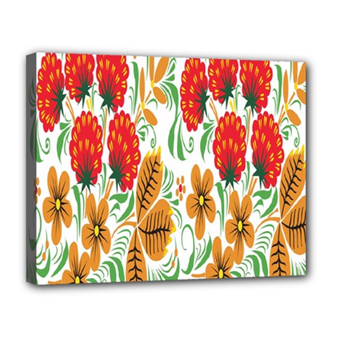 Flower Floral Red Yellow Leaf Green Sexy Summer Canvas 14  X 11 