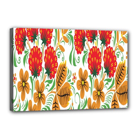 Flower Floral Red Yellow Leaf Green Sexy Summer Canvas 18  X 12 