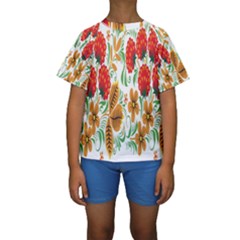 Flower Floral Red Yellow Leaf Green Sexy Summer Kids  Short Sleeve Swimwear by Mariart