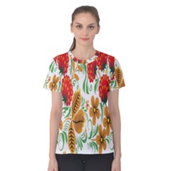 Flower Floral Red Yellow Leaf Green Sexy Summer Women s Cotton Tee