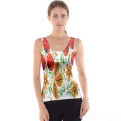 Flower Floral Red Yellow Leaf Green Sexy Summer Tank Top