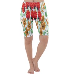 Flower Floral Red Yellow Leaf Green Sexy Summer Cropped Leggings  by Mariart