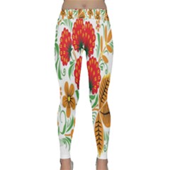 Flower Floral Red Yellow Leaf Green Sexy Summer Classic Yoga Leggings by Mariart