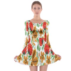 Flower Floral Red Yellow Leaf Green Sexy Summer Long Sleeve Skater Dress