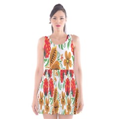 Flower Floral Red Yellow Leaf Green Sexy Summer Scoop Neck Skater Dress by Mariart