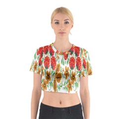 Flower Floral Red Yellow Leaf Green Sexy Summer Cotton Crop Top by Mariart