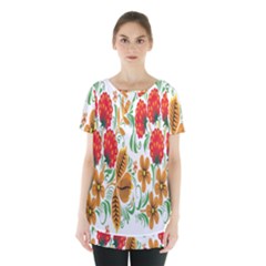 Flower Floral Red Yellow Leaf Green Sexy Summer Skirt Hem Sports Top