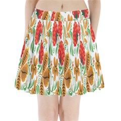 Flower Floral Red Yellow Leaf Green Sexy Summer Pleated Mini Skirt by Mariart