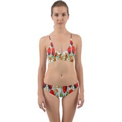 Flower Floral Red Yellow Leaf Green Sexy Summer Wrap Around Bikini Set by Mariart