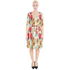 Flower Floral Red Yellow Leaf Green Sexy Summer Wrap Up Cocktail Dress