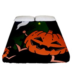 Happy Halloween Fitted Sheet (queen Size) by Mariart