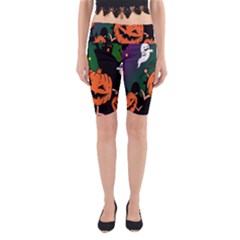 Happy Halloween Yoga Cropped Leggings by Mariart