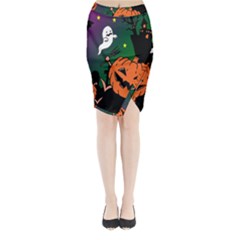 Happy Halloween Midi Wrap Pencil Skirt