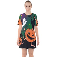 Happy Halloween Sixties Short Sleeve Mini Dress by Mariart