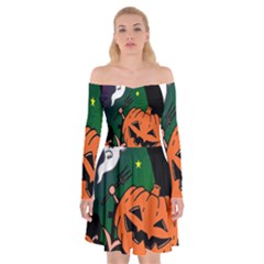 Happy Halloween Off Shoulder Skater Dress by Mariart