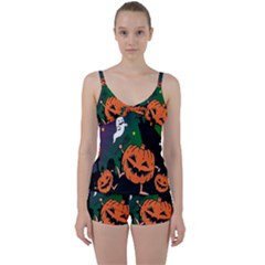 Happy Halloween Tie Front Two Piece Tankini by Mariart