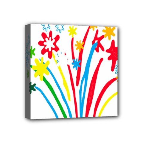 Fireworks Rainbow Flower Mini Canvas 4  X 4  by Mariart