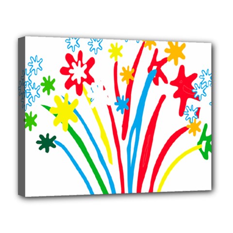 Fireworks Rainbow Flower Canvas 14  X 11 