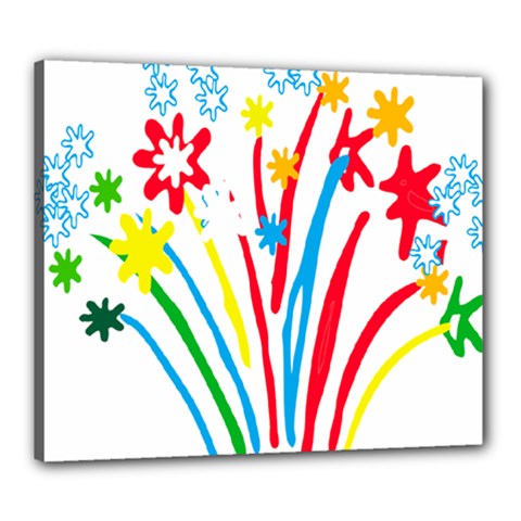 Fireworks Rainbow Flower Canvas 24  X 20 