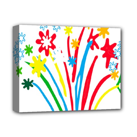 Fireworks Rainbow Flower Deluxe Canvas 14  X 11  by Mariart