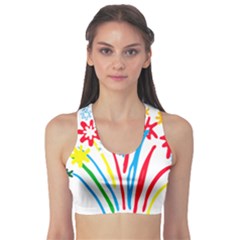 Fireworks Rainbow Flower Sports Bra by Mariart