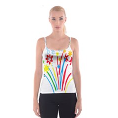 Fireworks Rainbow Flower Spaghetti Strap Top by Mariart