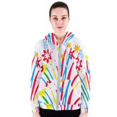 Fireworks Rainbow Flower Women s Zipper Hoodie by Mariart