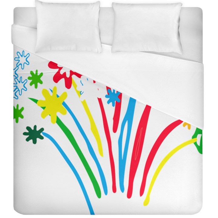 Fireworks Rainbow Flower Duvet Cover (King Size)