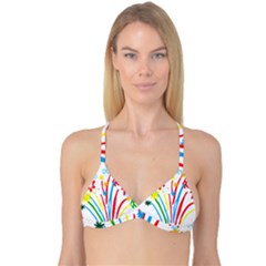 Fireworks Rainbow Flower Reversible Tri Bikini Top by Mariart