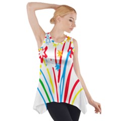 Fireworks Rainbow Flower Side Drop Tank Tunic by Mariart