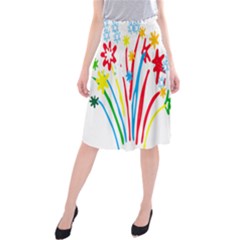 Fireworks Rainbow Flower Midi Beach Skirt