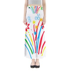 Fireworks Rainbow Flower Full Length Maxi Skirt