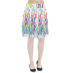 Fireworks Rainbow Flower Pleated Skirt by Mariart