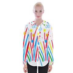 Fireworks Rainbow Flower Womens Long Sleeve Shirt