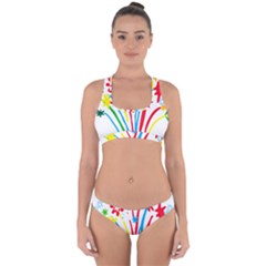 Fireworks Rainbow Flower Cross Back Hipster Bikini Set