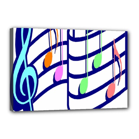 Music Note Tone Rainbow Blue Pink Greeen Sexy Canvas 18  X 12  by Mariart