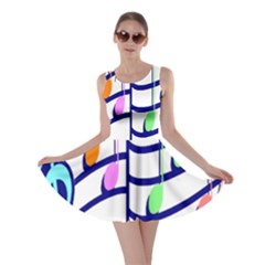 Music Note Tone Rainbow Blue Pink Greeen Sexy Skater Dress by Mariart