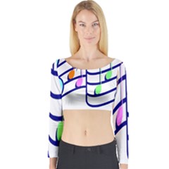 Music Note Tone Rainbow Blue Pink Greeen Sexy Long Sleeve Crop Top by Mariart