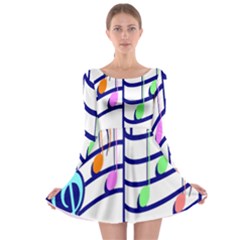 Music Note Tone Rainbow Blue Pink Greeen Sexy Long Sleeve Skater Dress by Mariart