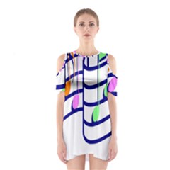 Music Note Tone Rainbow Blue Pink Greeen Sexy Shoulder Cutout One Piece by Mariart