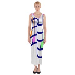 Music Note Tone Rainbow Blue Pink Greeen Sexy Fitted Maxi Dress by Mariart