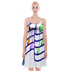 Music Note Tone Rainbow Blue Pink Greeen Sexy Spaghetti Strap Velvet Dress