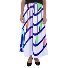 Music Note Tone Rainbow Blue Pink Greeen Sexy Flared Maxi Skirt