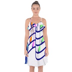 Music Note Tone Rainbow Blue Pink Greeen Sexy Ruffle Detail Chiffon Dress by Mariart