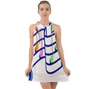 Music Note Tone Rainbow Blue Pink Greeen Sexy Halter Tie Back Chiffon Dress View1