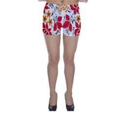 Flower Red Rose Star Floral Yellow Black Leaf Skinny Shorts