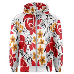 Flower Red Rose Star Floral Yellow Black Leaf Men s Zipper Hoodie by Mariart