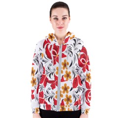 Flower Red Rose Star Floral Yellow Black Leaf Women s Zipper Hoodie