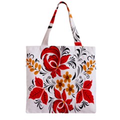 Flower Red Rose Star Floral Yellow Black Leaf Zipper Grocery Tote Bag