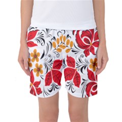 Flower Red Rose Star Floral Yellow Black Leaf Women s Basketball Shorts by Mariart